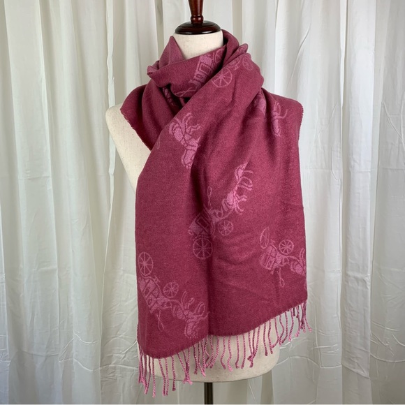 Coach Accessories - Coach Horse and Carriage Large Reversible Scarf True Pink Style 76837 Like New!